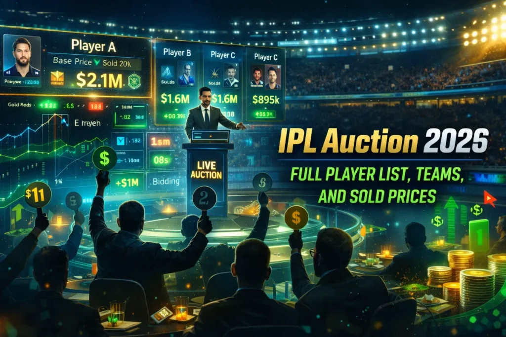 IPL Auction 2026: Full Player List, Teams, and Sold Prices